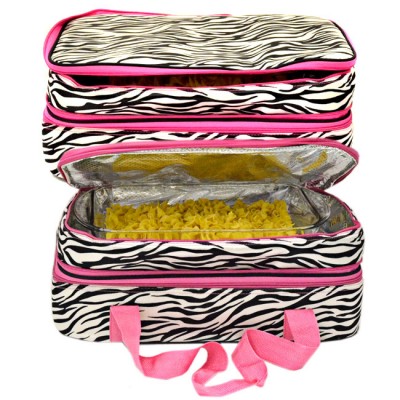 180396-ZEBRA DESIGN DOUBLE INSULATED CASSEROLE CARRIER W/HANDLE